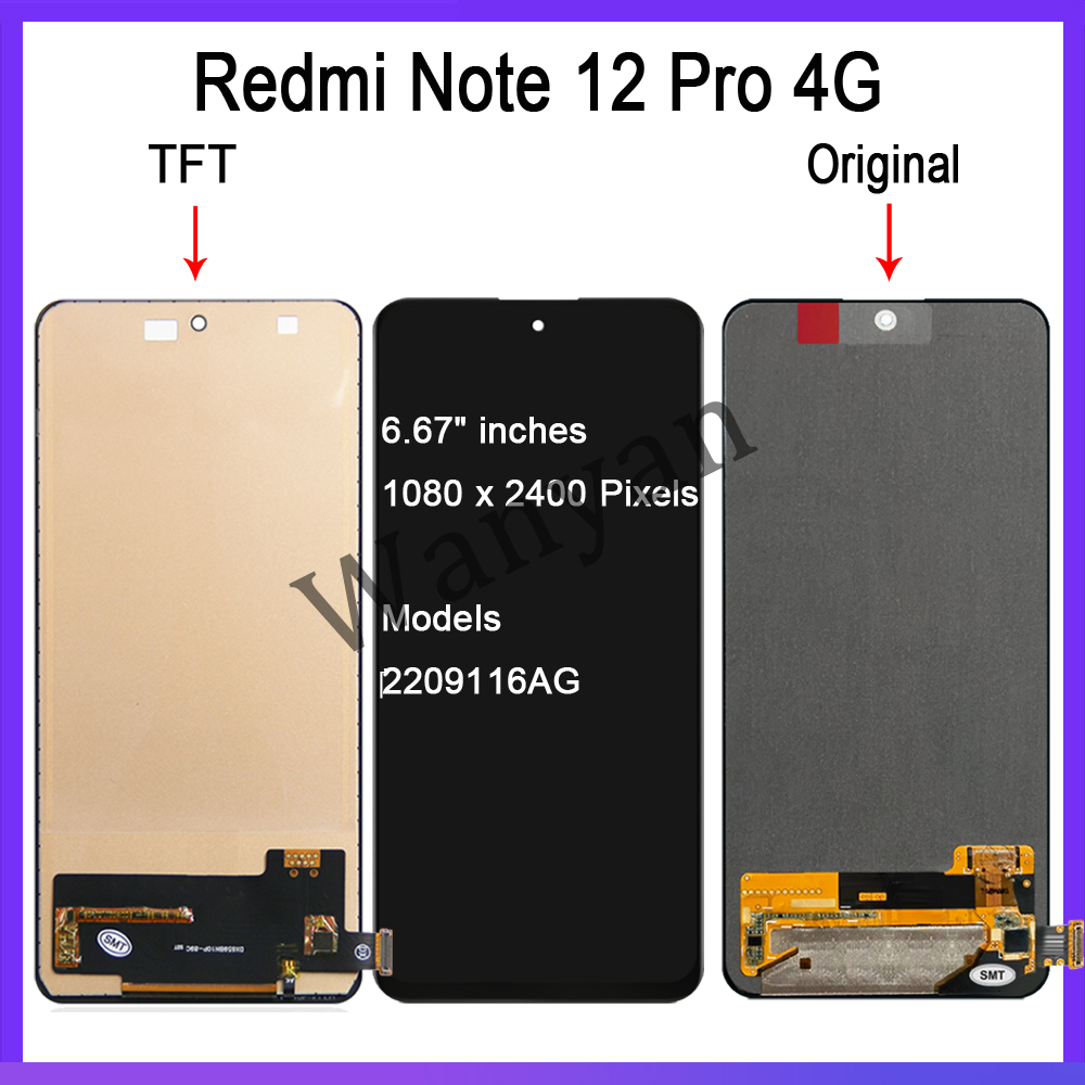 Original AMOLED Redmi Note 12 Pro 4G 5G Note 12 Pro Plus 5G LCD