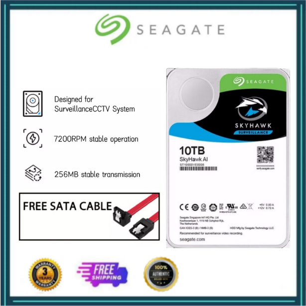 New Seagate Skyhawk AI 10TB CCTV Surveillance Hard Disk Drive HDD