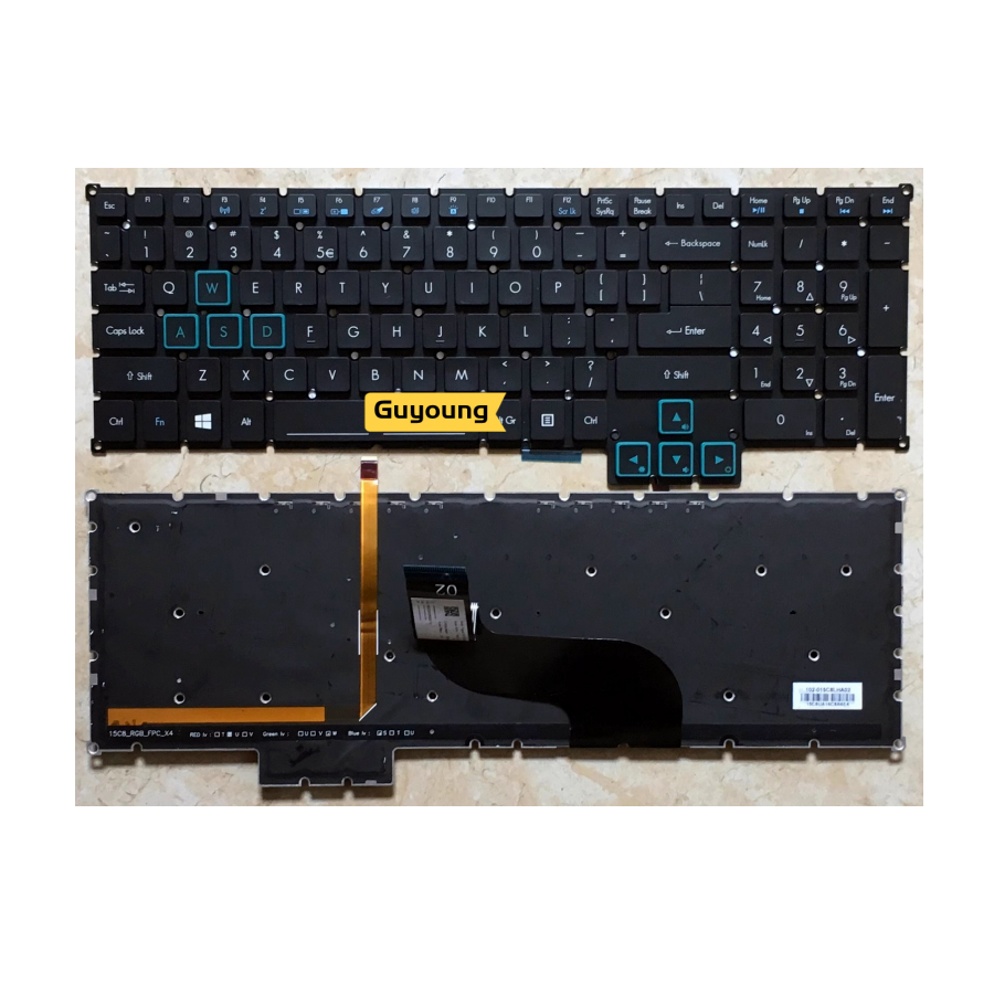 YJX Backlight US Keyboard For Acer Predator 15 G9 591 G9 592 G9 593 17