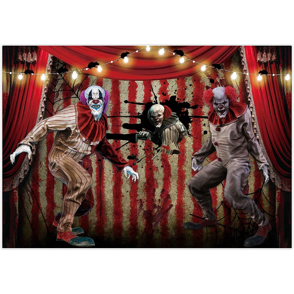 X Ft Halloween Evil Clown Backdrop Horror Scary Circus Carnival