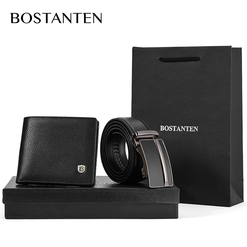 Bostanten Men S Leather Wallet And Belt With Exquisite Gift Box Set