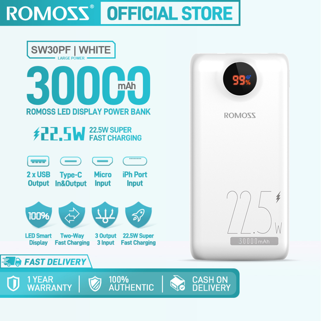 Romoss Sw Pf Mah Pd W Scp W Input Output Led Display Fast