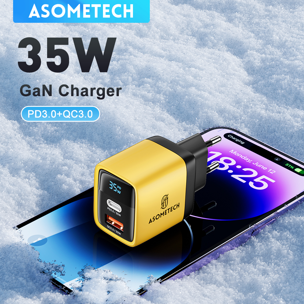 Asometech W Gan Charger Pd Qc Qc Type C Fast Usb C Wall