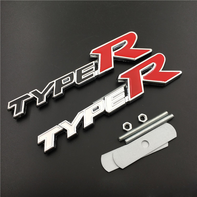 D Metal Type R Logo Letter Car Front Grill Emblem For Honda Civic Crv