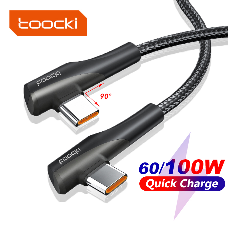 Toocki 100w Type C Cable Dual 90 Degree Elbow Data Game Cable 60W Type