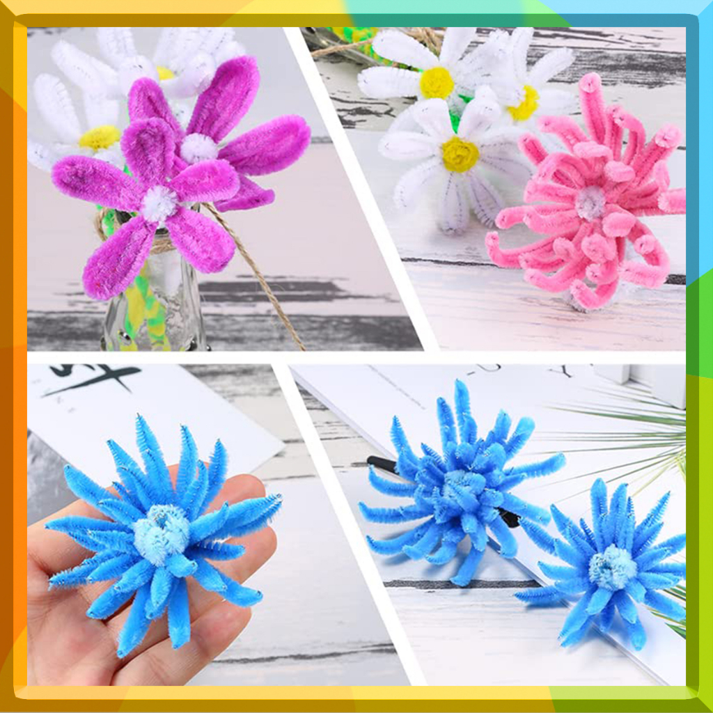 Pcs Fuzzy Wires Diy Craft Stems Colored Pipe Cleaners Fuzzy