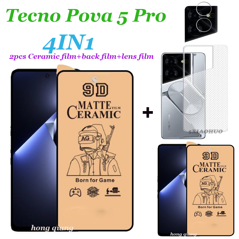 4 In 1 For Tecno Pova 5 Pro Pova 6 Pro Screen Ceramic Film Tecno Pova