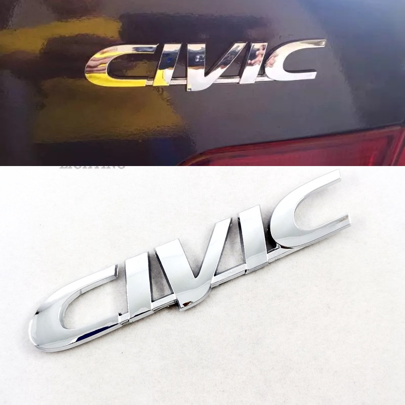 X Abs Chrome Civic Logo Car Auto Rear Trunk Emblem Sticker