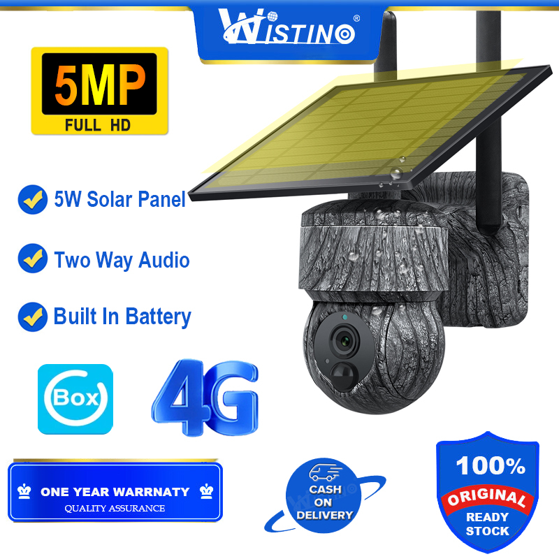 Wistino 5MP Waterproof 4G Sim Solar CCTV PTZ Camera Outdoor HD