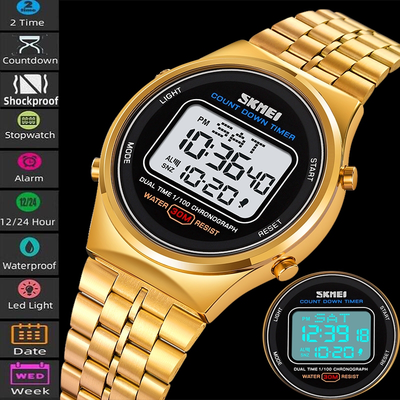 Skmei Fashion Men S Digital Watches Luxury Stainless Steel Led