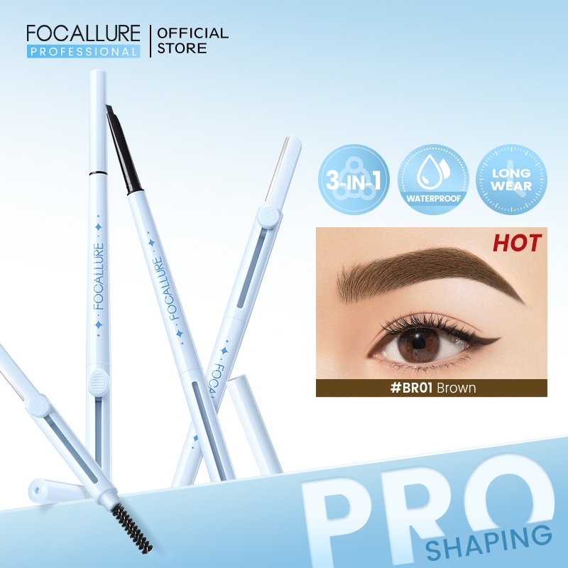 FOCALLURE Pro Shaping Triangular Eyebrow Pencil Multi Use Built In