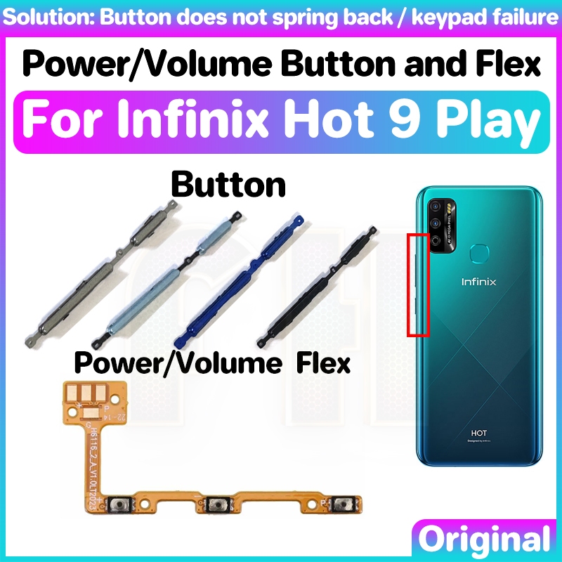 Power Volume Button Flex For Infinix Hot 9 Play X680 Side Key Switch ON