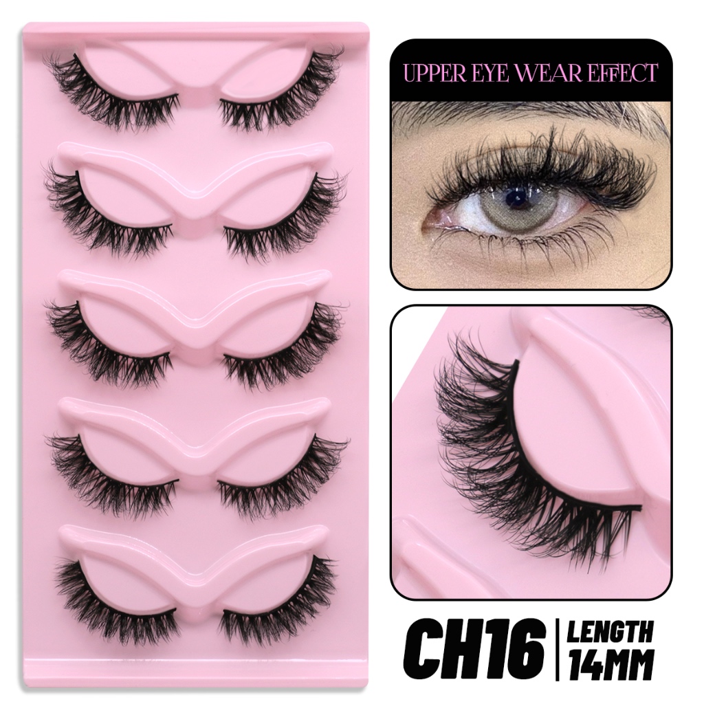 GROINNEYA 5 Pairs Cat Eye Lashes Faux Mink Eyelashes Clear Band Lashes