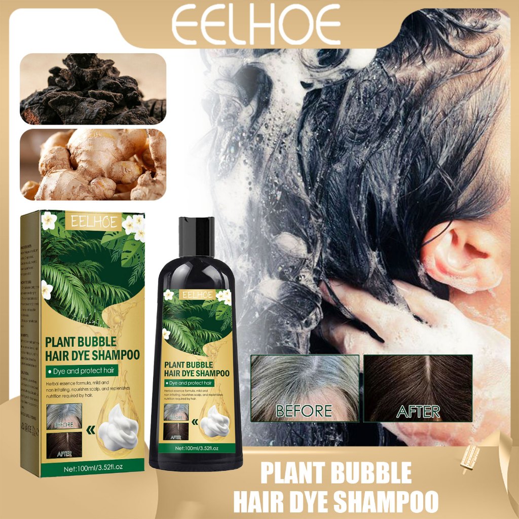 Eelhoe Plant Bubble Hair Dye Shampoo Natural Black Hair Shampoo Grey