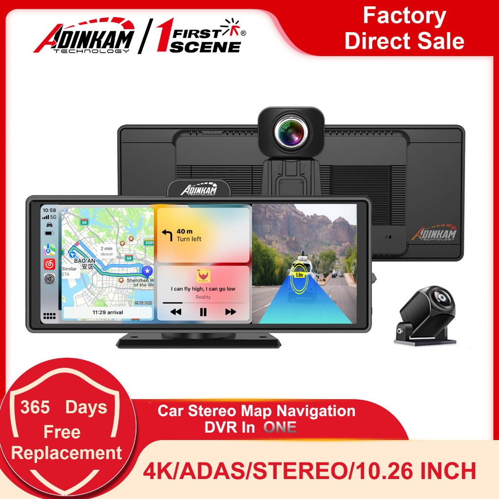 Adinkam Inch Stereo Portable Carplay Map Navigation Adas Wireless