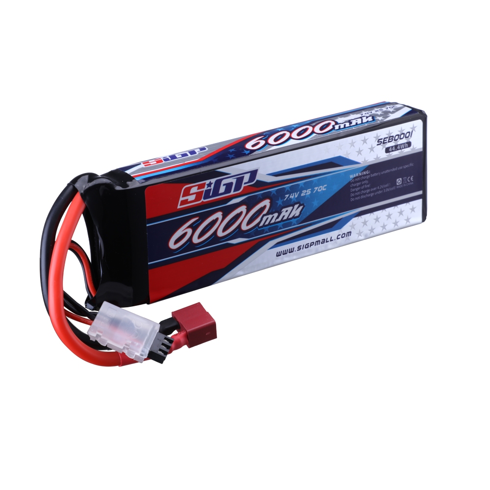 SIGP 2S Lipo Battery 7 4V 6000mAh 70C Soft Pack With Deans T Plug For