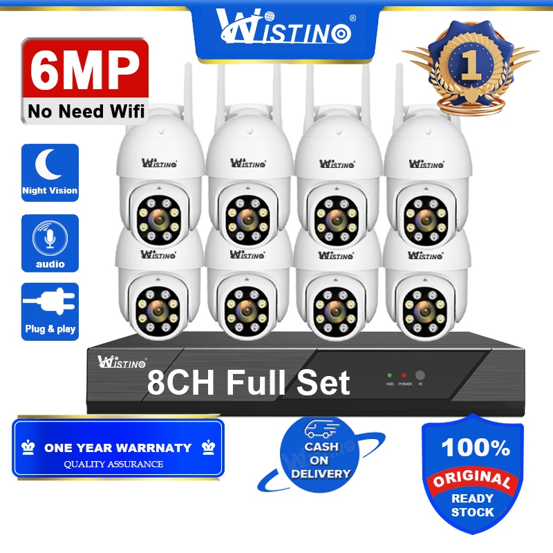 Wistino FHD 6MP CCTV System 8CH NVR Kit Wireless P2P Outdoor IR Night