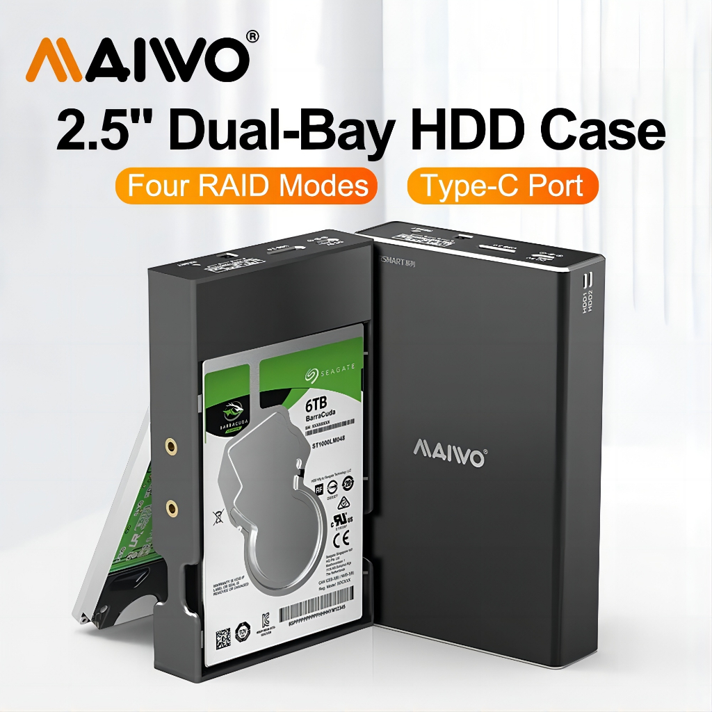 MAIWO Aluminium 2 Bay SATA RAID Enclosure For 2 5 Inch SATA HDD SSD