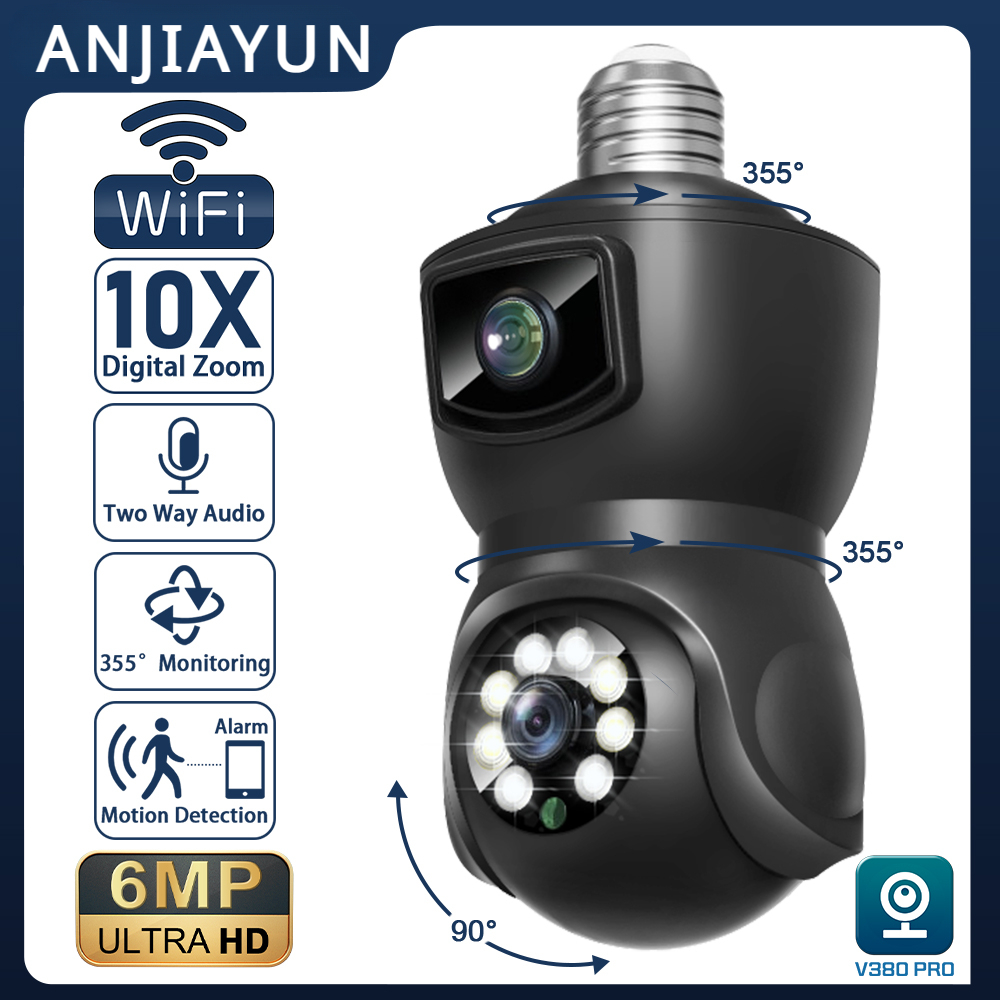 6MP Dual Lens E27 Bulb WiFi PTZ Camera Dual Screen Auto Tracking Indoor