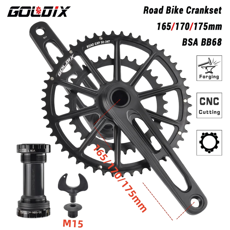 Road Bike Crankset GOLDIX Ultralight 50 34T 52 36T 53 39T GXP Double