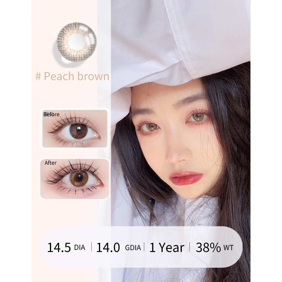 Visual Click 1 Pair Graded Lens Contact Peach Brown Icy Grey Myopia