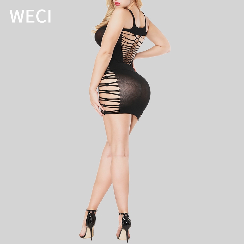 WECI Women S Hot Sexy Nude Nightdress Mesh Tight Mini Dress Backless