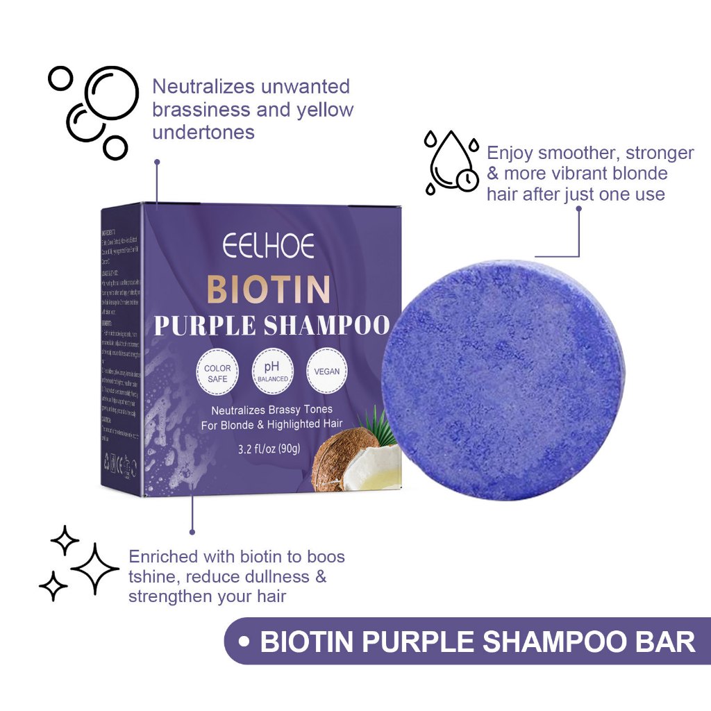 Eelhoe Purple Toning Solid Shampoo Bar Biotin Purple Shampoo Bar G