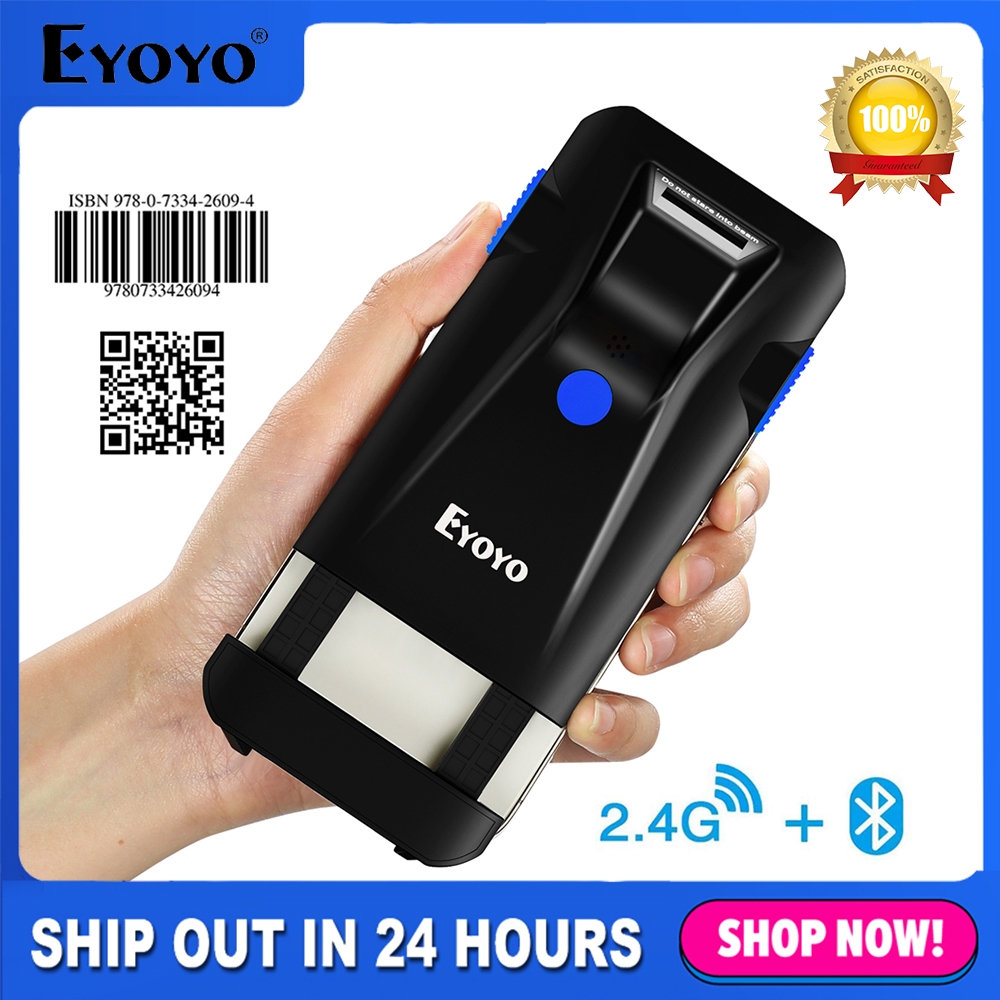 Eyoyo 2D Bluetooth Barcode Scanner With Phone Back Clip On Wireless Bar