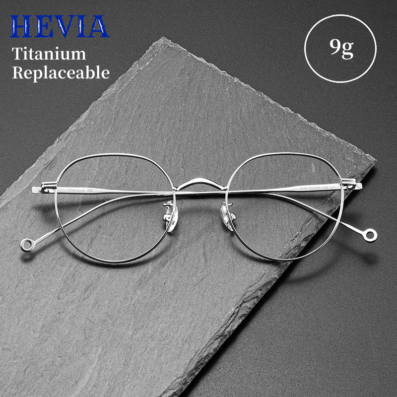 HEVIA Eyeglasses Frames Ultralight Pure Titanium Eyeglasses Eyeglasses