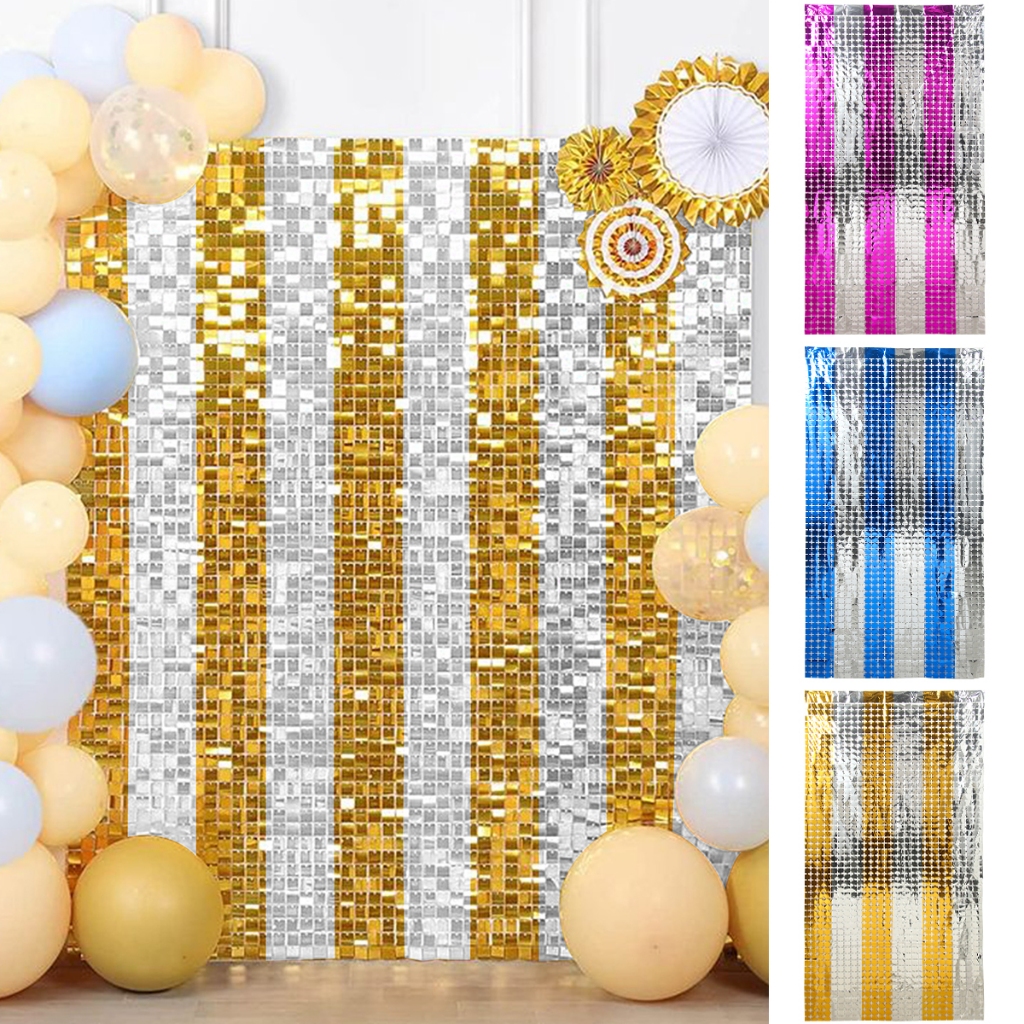 M Gold Silver Color Block Background Party Decoration Metallic