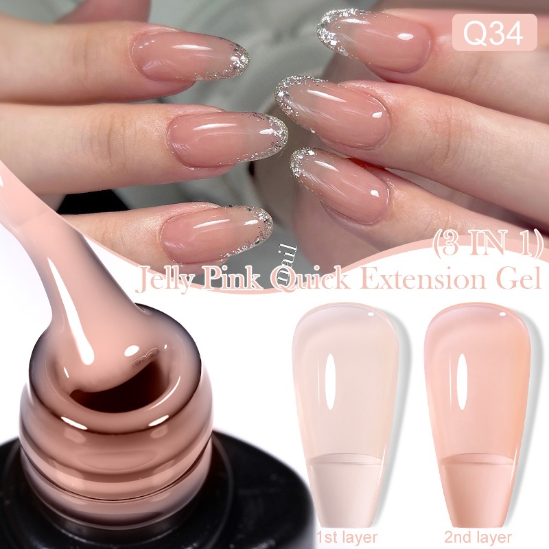 LILYCUTE 7ml 3 In 1 Quick Extension Gel Nail Polish Pink Nude Effect