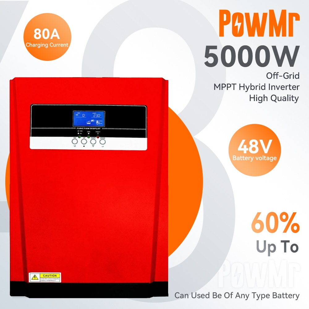 PowMr 5KW 48V Solar Inverter Off Grid Tie Hybrid Solar Inverter Built