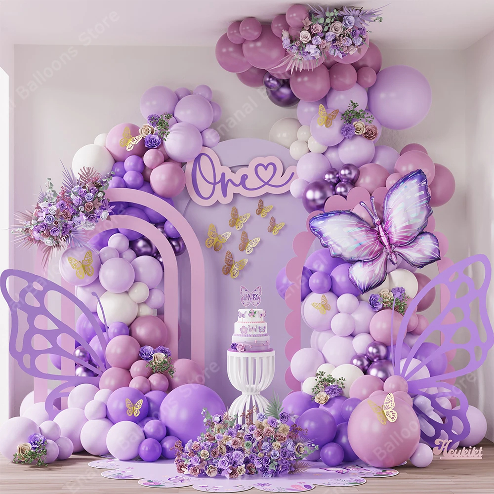 Pcs Pink Purple Butterfly Balloon Garland Arch Colorful Butterfly