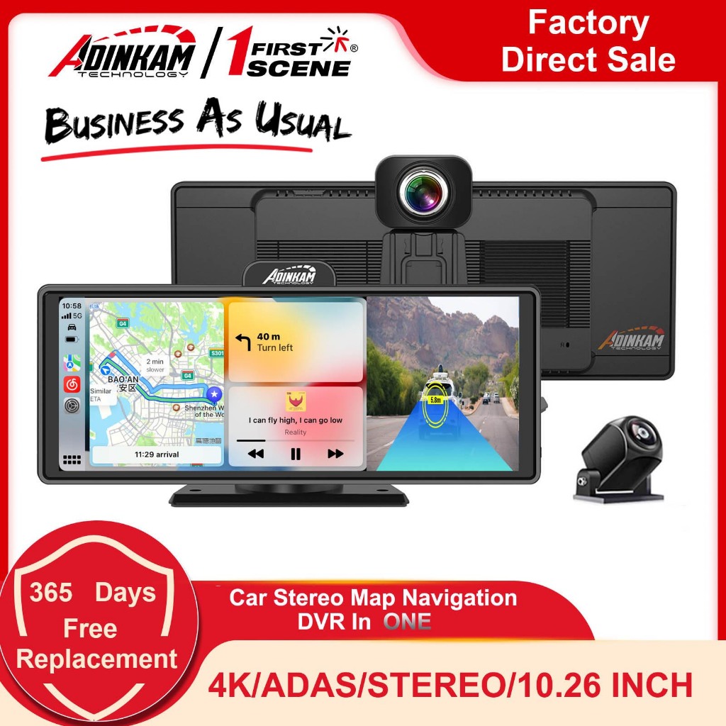 Adinkam Inch Stereo Portable Carplay Map Navigation Adas Wireless