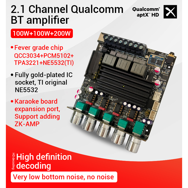 DIYMORE ZK APTX1 Qualcomm Bluetooth Digital Amplifier Board 2 1 Channel