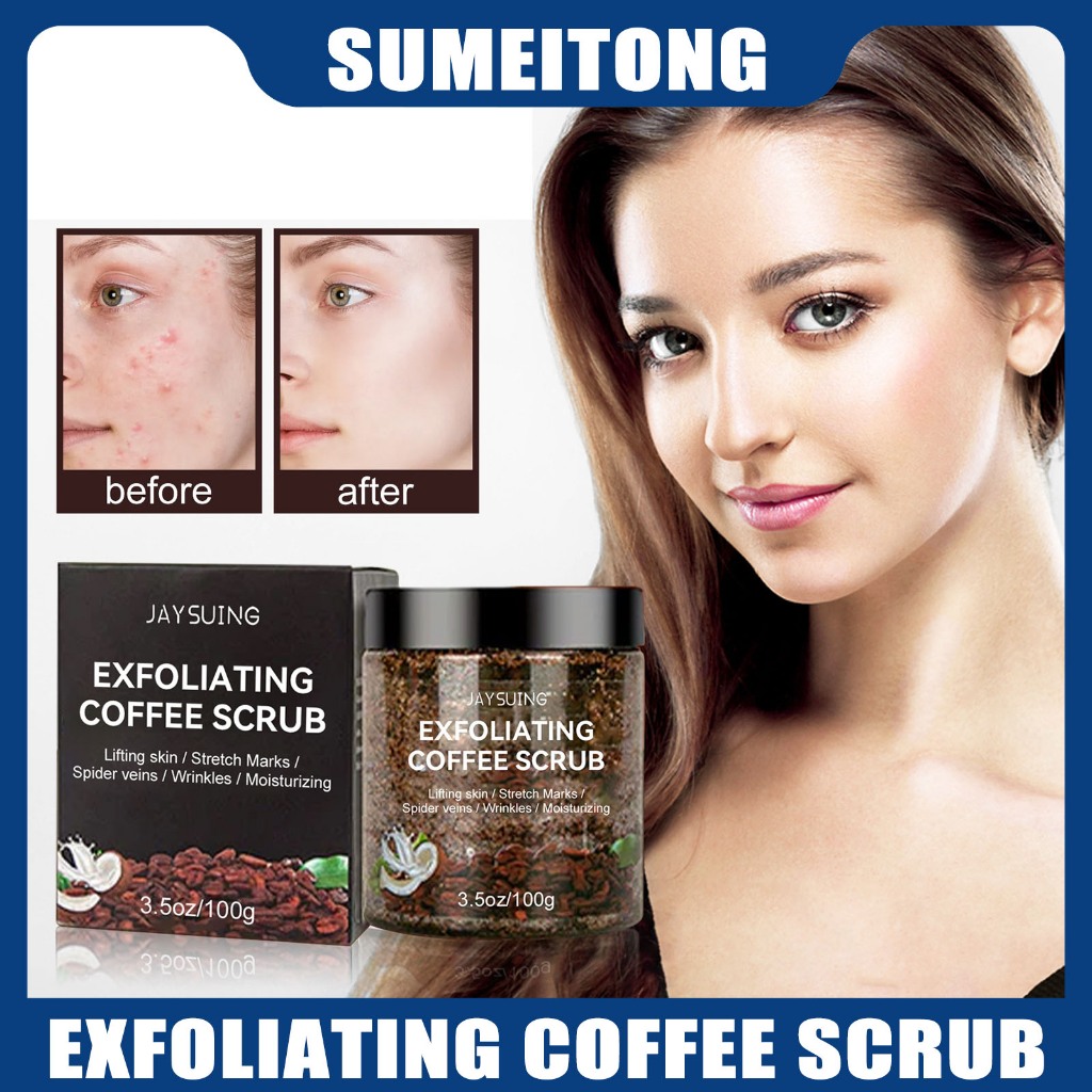 Jaysuing Coffee Scrub Cream Body And Face Exfoliating Whitening