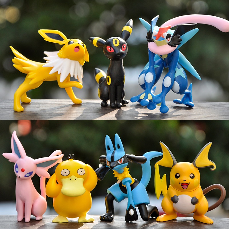 7Pcs Set 6 9cm Anime Pokemon Figure Pikachu Lucario Greninja Umbreon