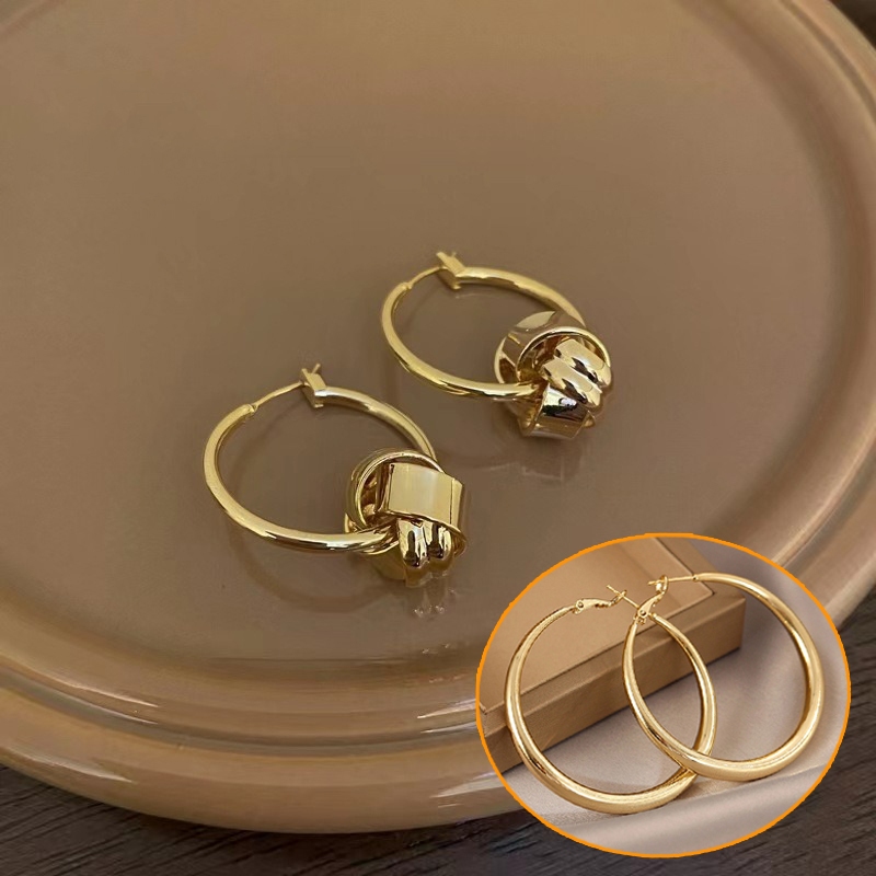 24K Saudi Gold Nasasangla Pawnable 100 Original Knotted Hoop Earrings