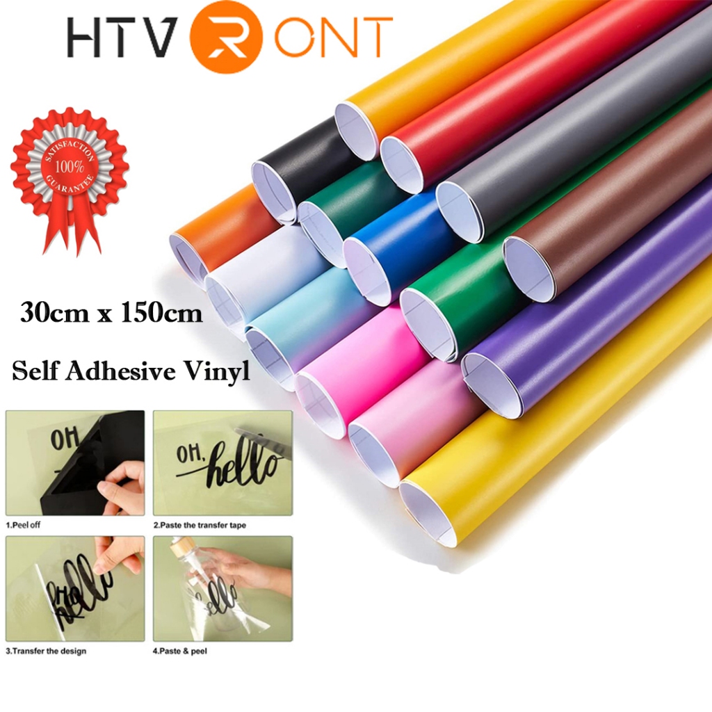 HTVRONT Self Adhesive Vinyl Roll 12in 5FT 30cm 150cm Permanent Sign