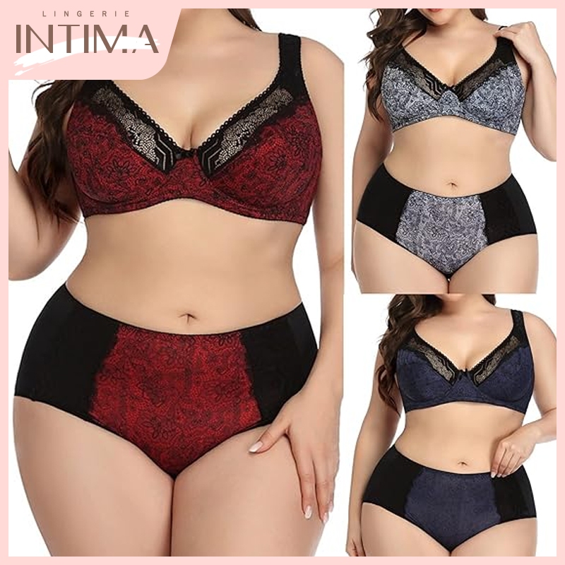 Women S Plus Size Floral Lace Bra And Panty Lingerie Set Comfortable