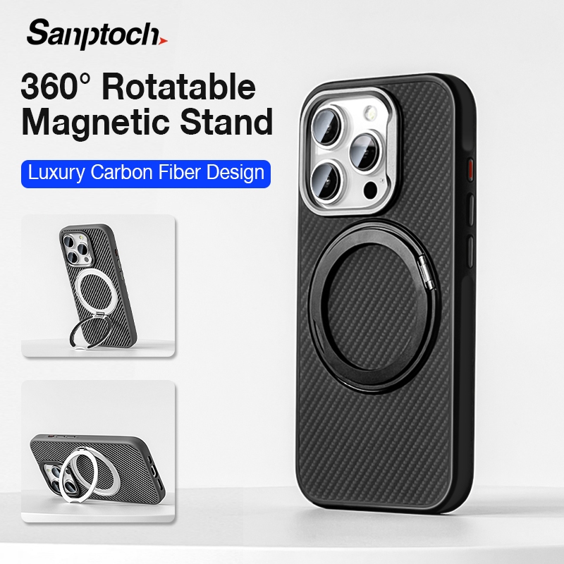 Sanptoch Luxury 360 Rotatable Stand Phone Case For IPhone 15 14 13