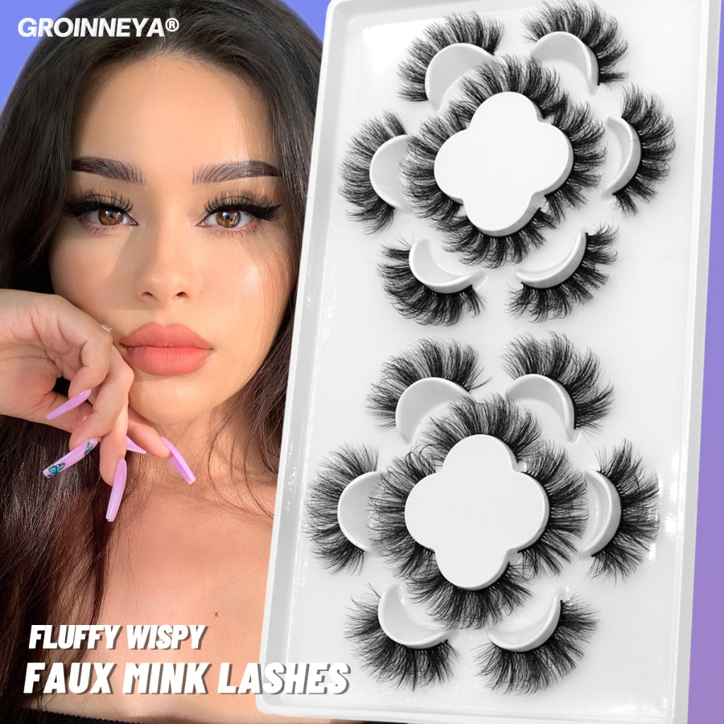 Groinneya Manga Lashes D Mink Lashes Natural Eyelashes Soft Cross