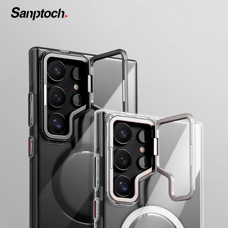 Sanptoch For Magnetic Clear Stand Phone Case For For Samsung Galaxy S