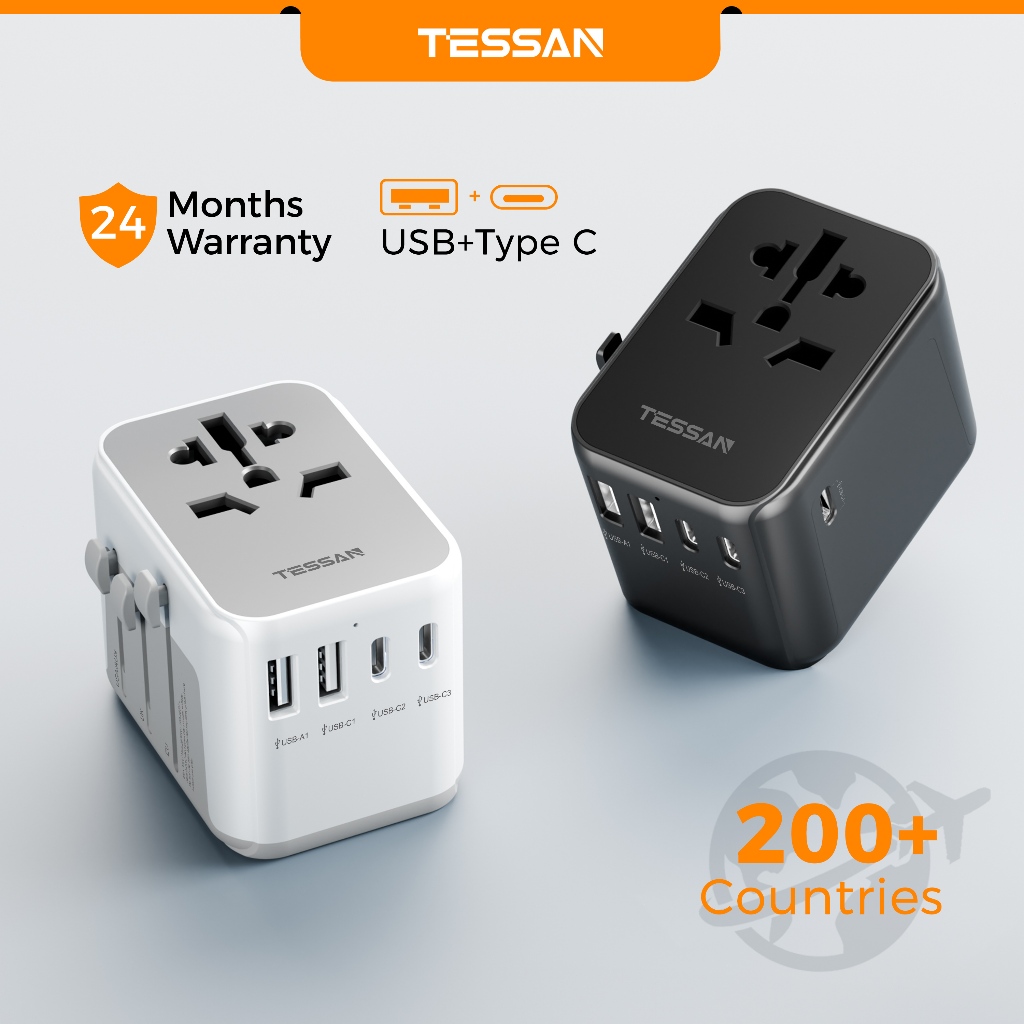 Tessan Universal Travel Adapter Global Travel Plug Adapter With Usb A