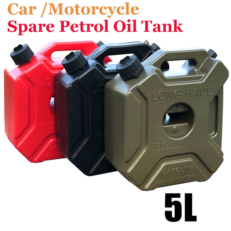 5L Red Fuel Tank Cans Spare Plastic Petrol Motorcycle Gas Gasoline Oil