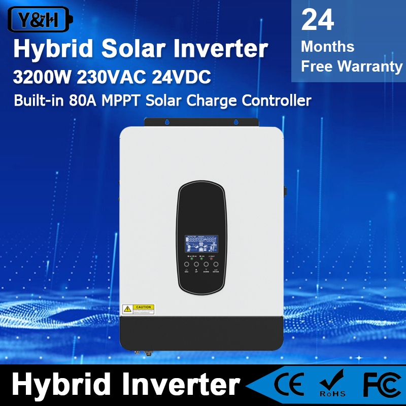 Y H 3200W Solar Hybrid Inverter 24V AC230V Off Grid Pure Sine Wave