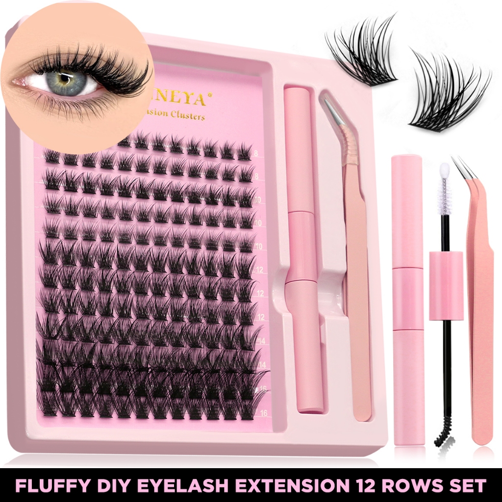 GROINNEYA Lash Clusters Kit Natural Eyelash Extension 3D Manga Lashes