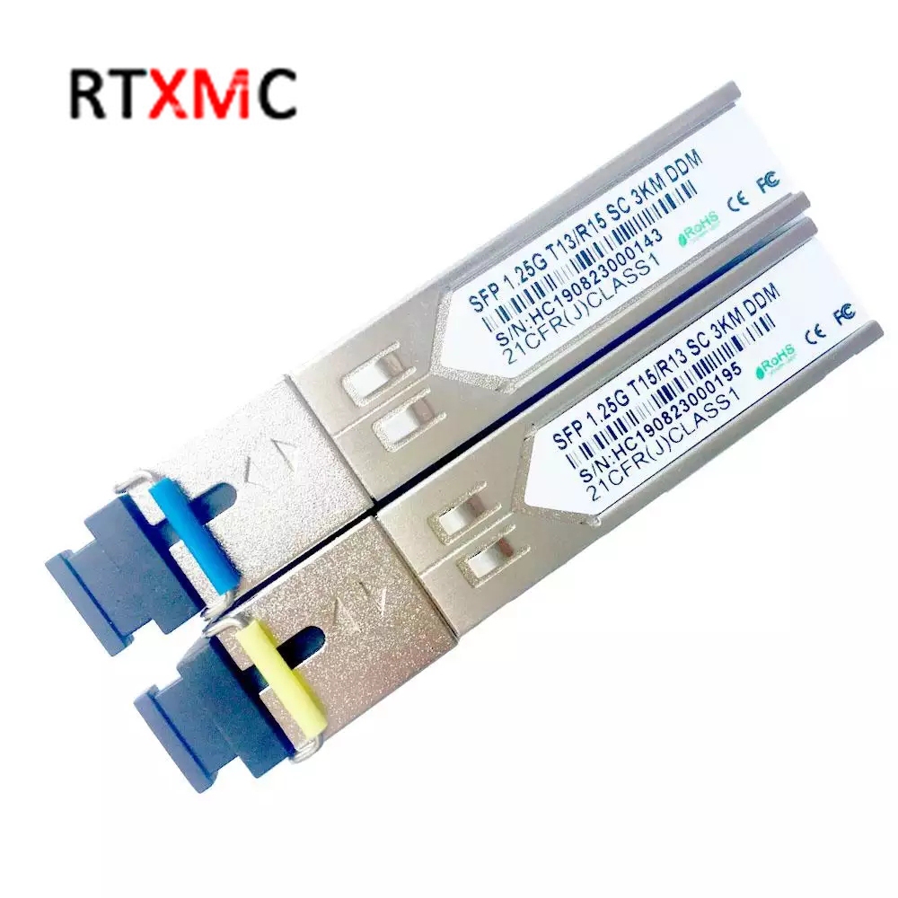 Pair Single Mode Sc Connector Optical Fiber Transceiver Compatible