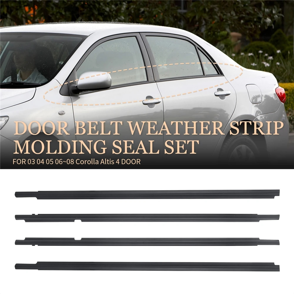 Set Car Outside Window Moulding Weatherstrip Seal Belt Weather Strip