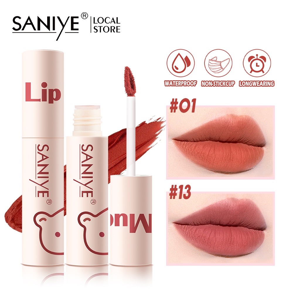 SANIYE Matte Liquid Lip Tint Waterproof Lipstick 8 Colors L1223